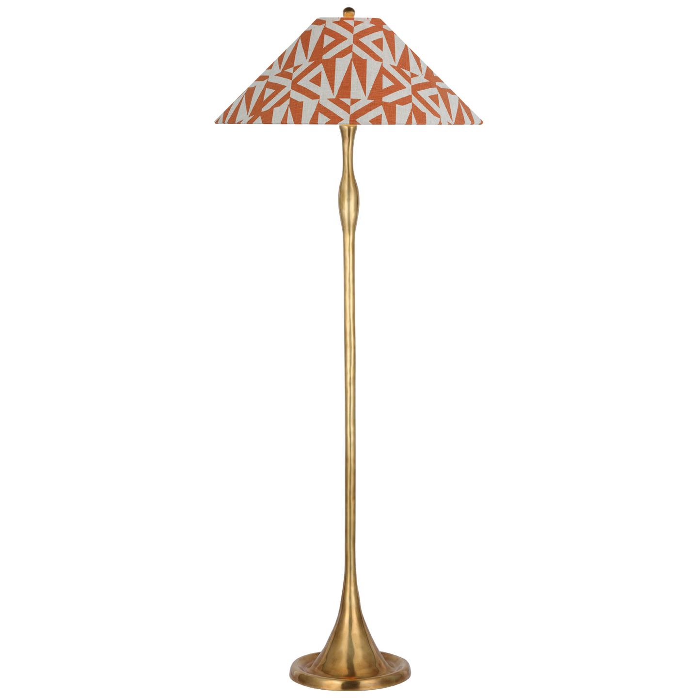 Romero Medium Floor Lamp | Hand-Rubbed Antique Brass | Schumacher 21" Brick Amero Flare Shade