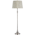 Romero Medium Floor Lamp | Polished Nickel | Schumacher 18" Taupe Abstract Leaf Empire Shade