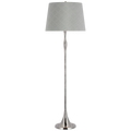 Romero Medium Floor Lamp | Polished Nickel | Schumacher 18" Sky Elin Check Empire Shade