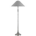 Romero Medium Floor Lamp | Polished Nickel | Schumacher 21" Sky Elin Check Flare Shade