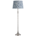 Romero Medium Floor Lamp | Polished Nickel | Schumacher 18" Navy Abstract Leaf Empire Shade