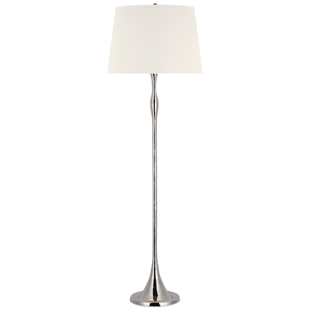 Romero Medium Floor Lamp | Polished Nickel | 18" Linen Empire Shade
