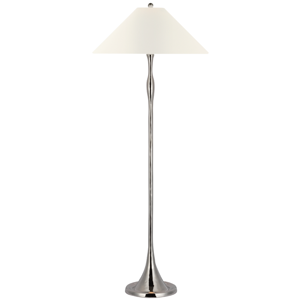 Romero Medium Floor Lamp | Polished Nickel | 21" Linen Flare Shade