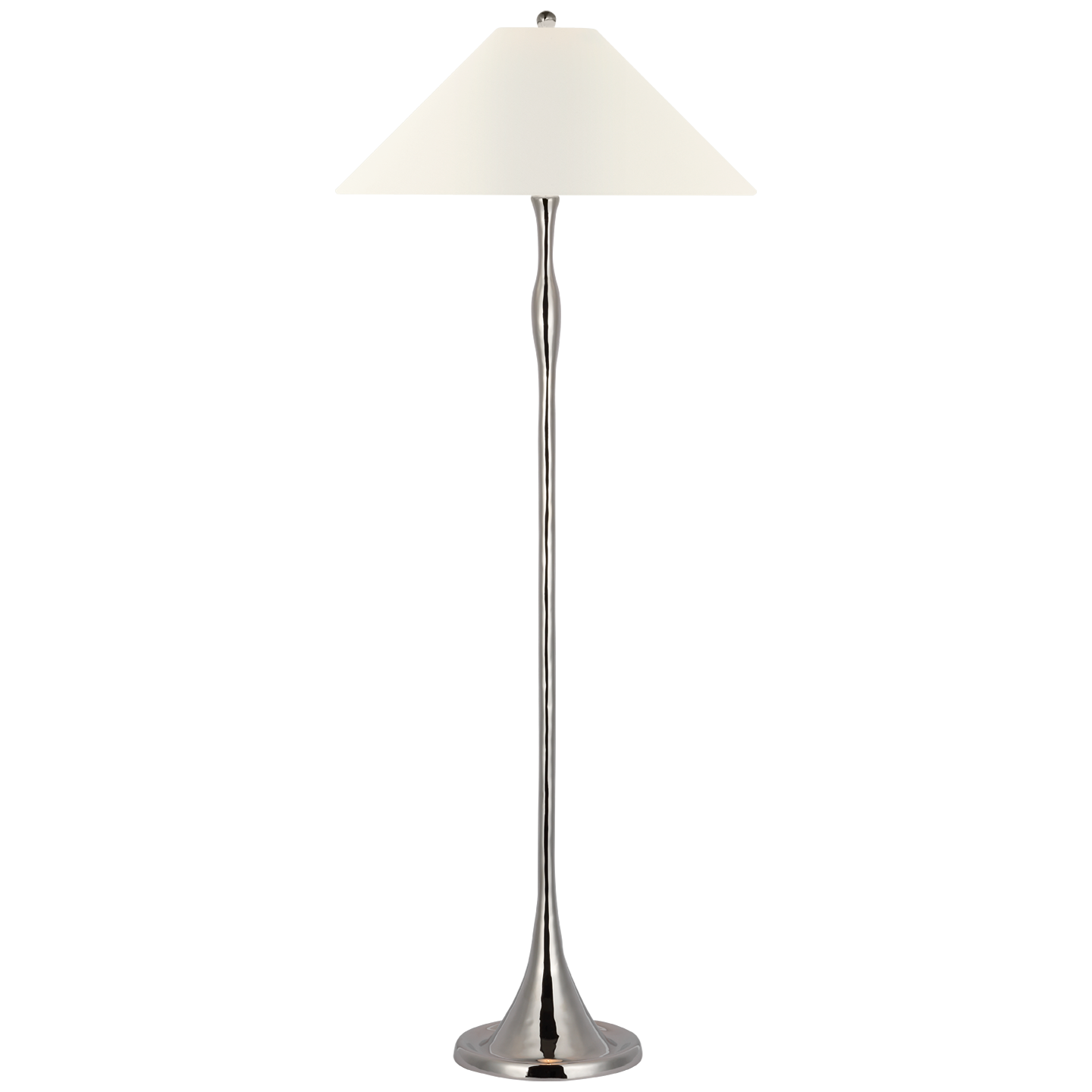 Romero Medium Floor Lamp | Polished Nickel | 21" Linen Flare Shade