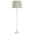 Romero Medium Floor Lamp | Plaster White | Schumacher 18" Taupe Abstract Leaf Empire Shade