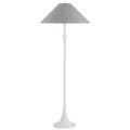 Romero Medium Floor Lamp | Plaster White | Schumacher 21" Sky Elin Check Flare Shade