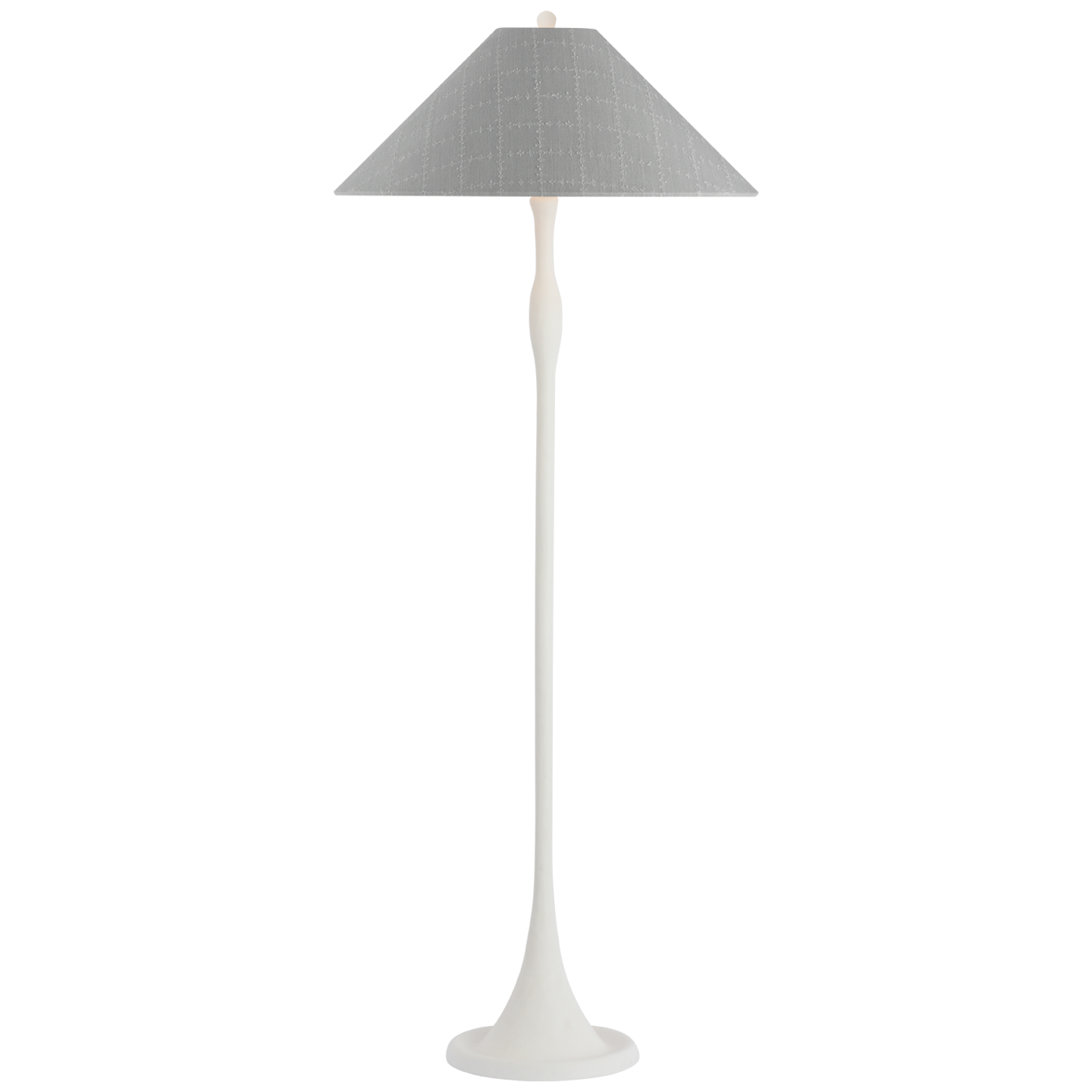 Romero Medium Floor Lamp | Plaster White | Schumacher 21" Sky Elin Check Flare Shade