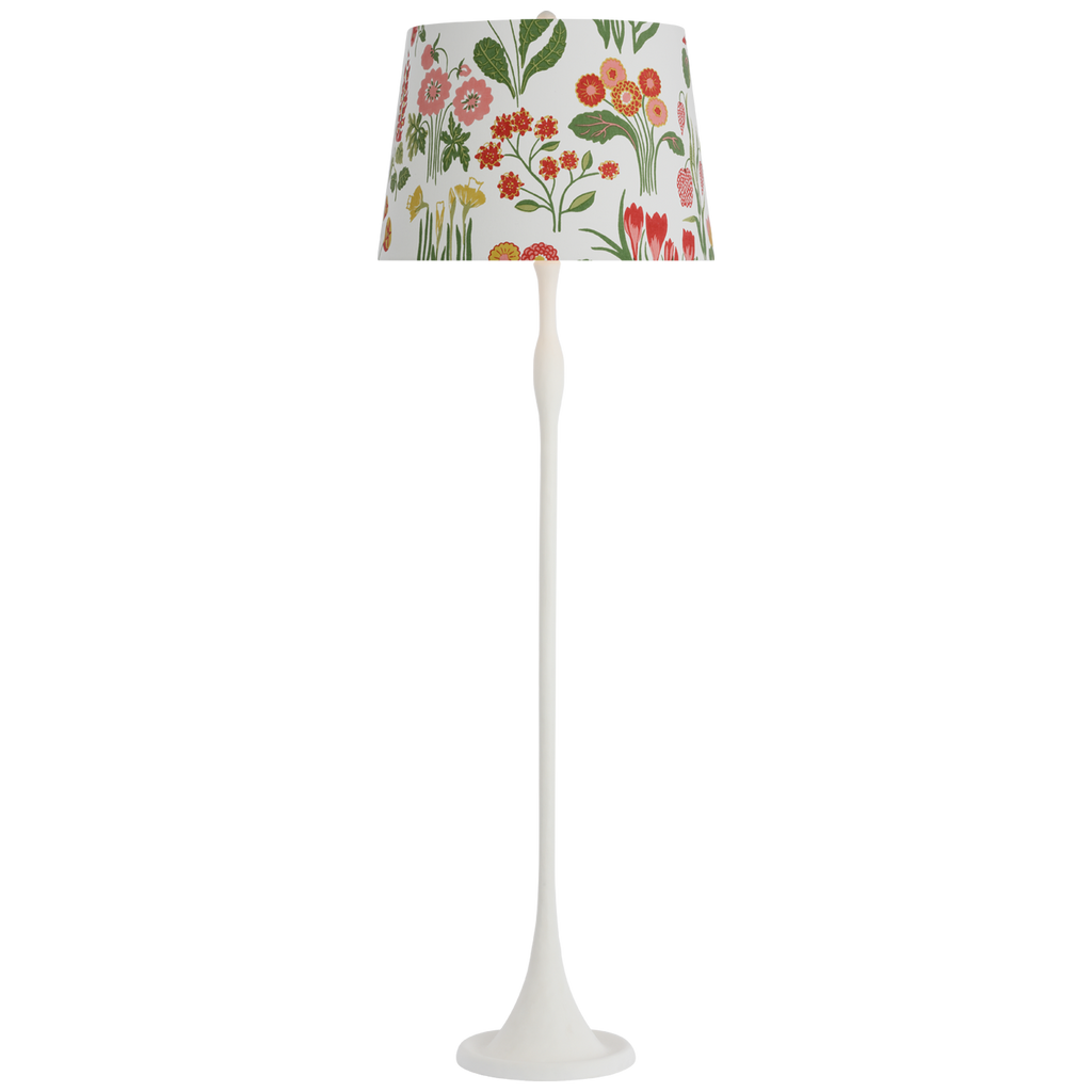 Romero Medium Floor Lamp | Plaster White | Schumacher 18" Pink Carly Empire Shade