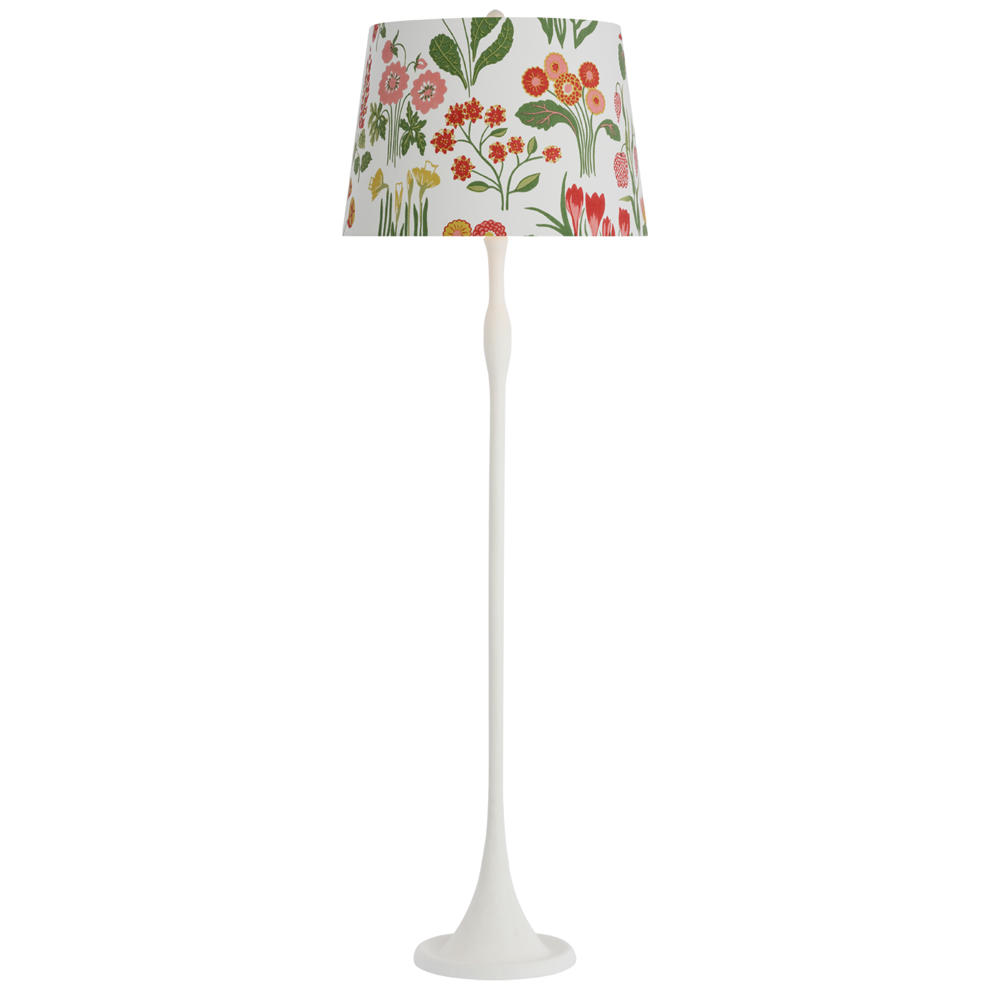 Romero Medium Floor Lamp | Plaster White | Schumacher 18" Pink Carly Empire Shade
