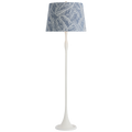 Romero Medium Floor Lamp | Plaster White | Schumacher 18" Navy Abstract Leaf Empire Shade