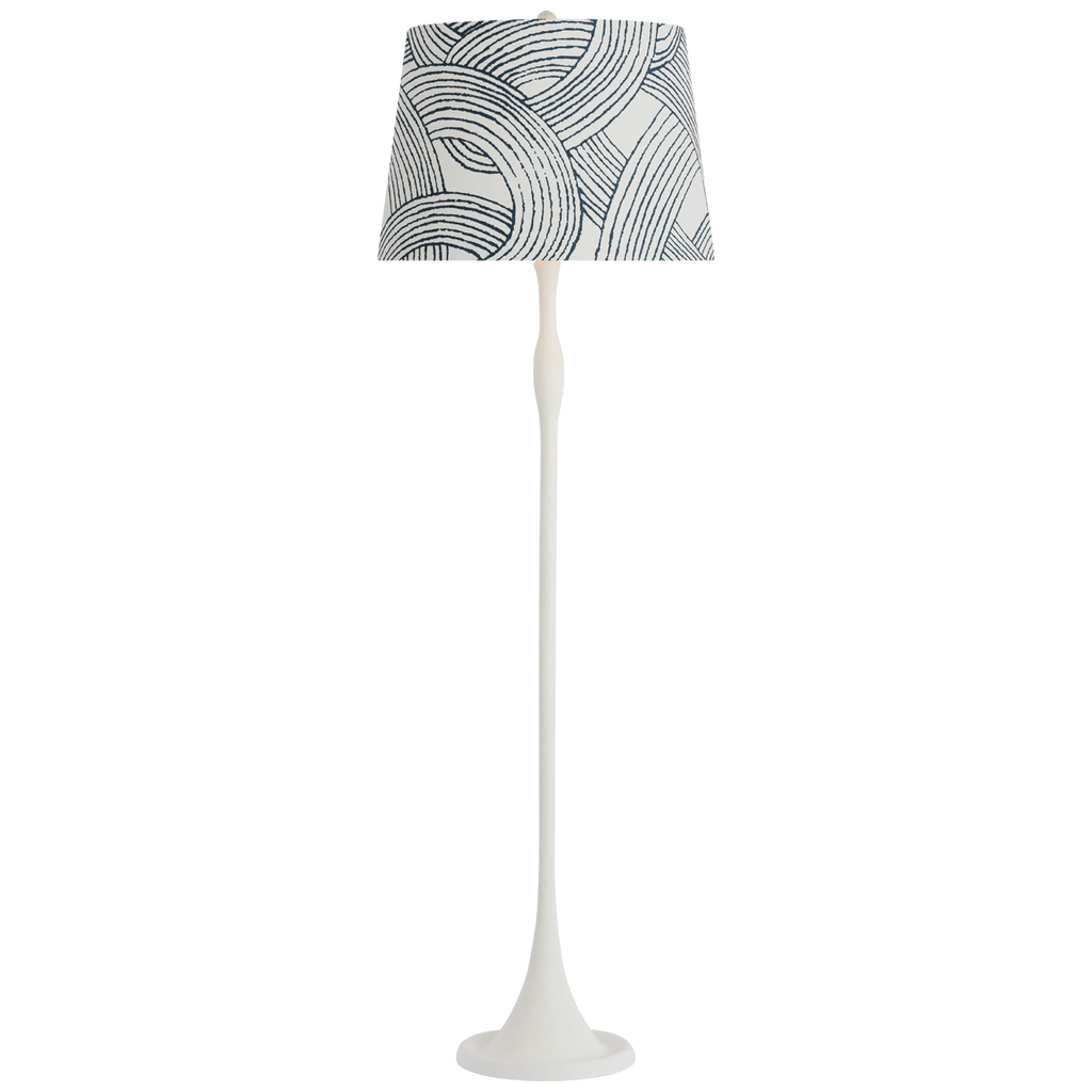 Romero Medium Floor Lamp | Plaster White | Schumacher 18" Blue Freeform Empire Shade