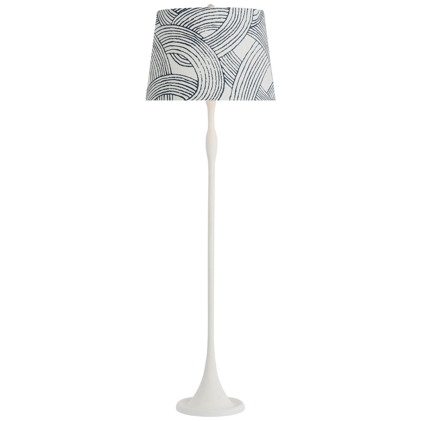 Romero Medium Floor Lamp | Plaster White | Schumacher 18" Blue Freeform Empire Shade