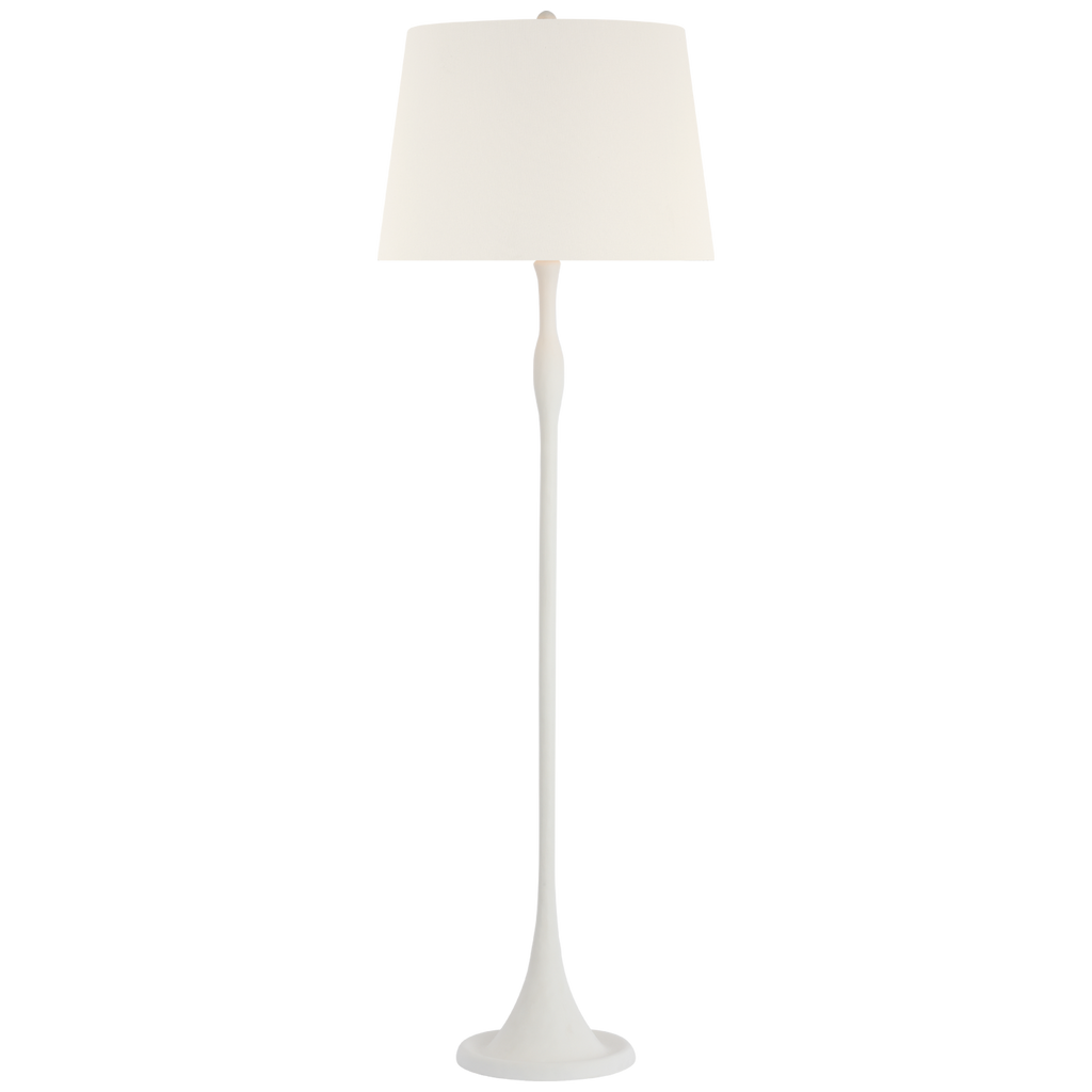 Romero Medium Floor Lamp | Plaster White | 18" Linen Empire Shade