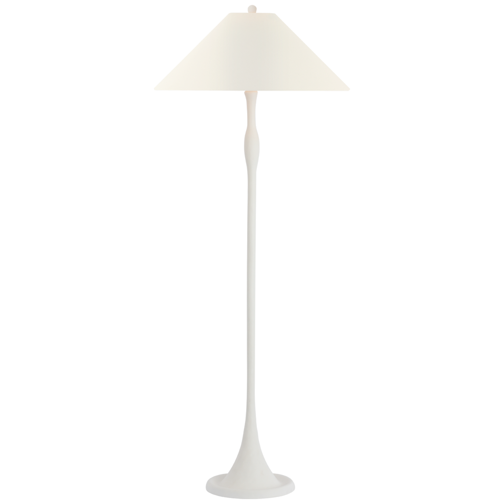 Romero Medium Floor Lamp | Plaster White | 21" Linen Flare Shade