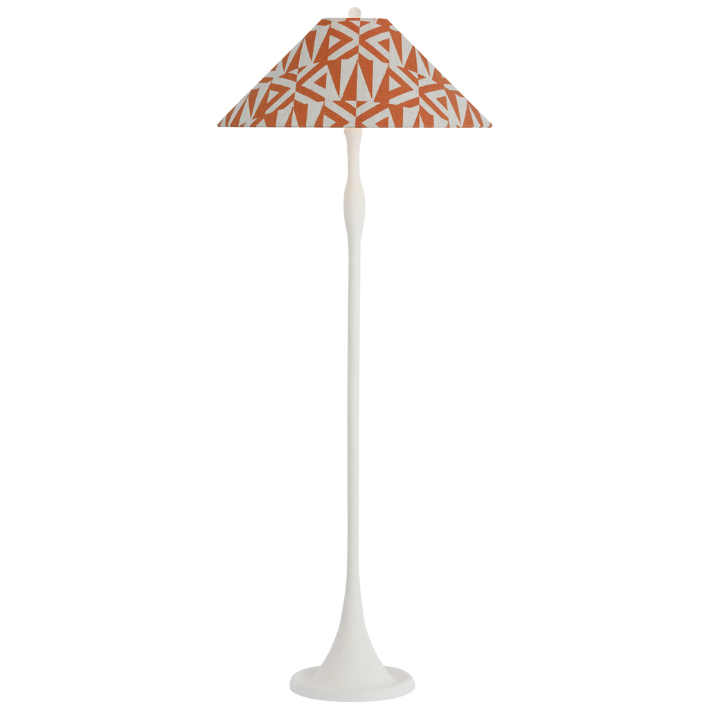 Romero Medium Floor Lamp | Plaster White | Schumacher 21" Brick Amero Flare Shade