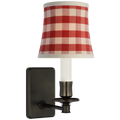 Tara 12" Sconce | Bronze | Schumacher Red Elton Check Soft Empire Shade