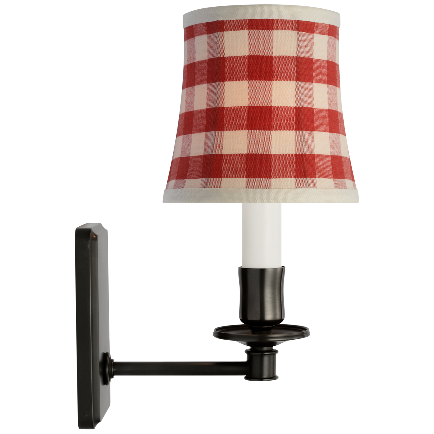Tara 12" Sconce | Bronze | Schumacher Red Elton Check Soft Empire Shade