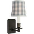 Tara 12" Sconce | Bronze | Schumacher Sky Elton Check Soft Empire Shade