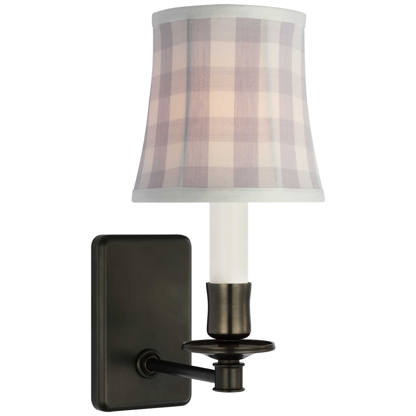 Tara 12" Sconce | Bronze | Schumacher Lilac Elton Check Soft Empire Shade