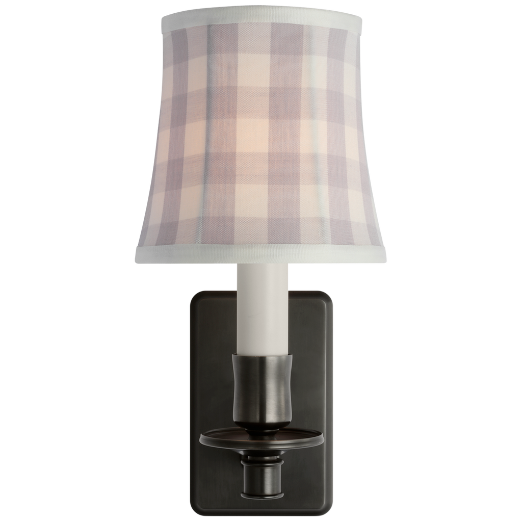 Tara 12" Sconce | Bronze | Schumacher Lilac Elton Check Soft Empire Shade