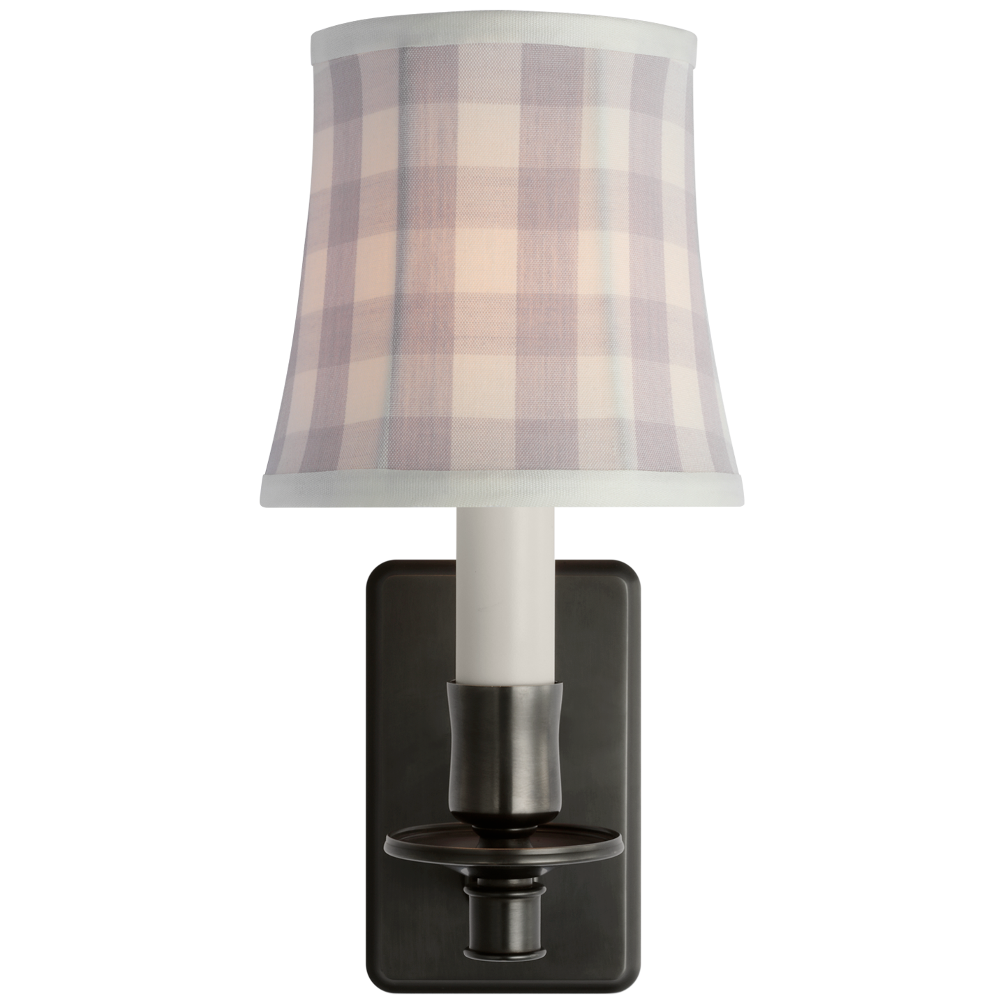 Tara 12" Sconce | Bronze | Schumacher Lilac Elton Check Soft Empire Shade