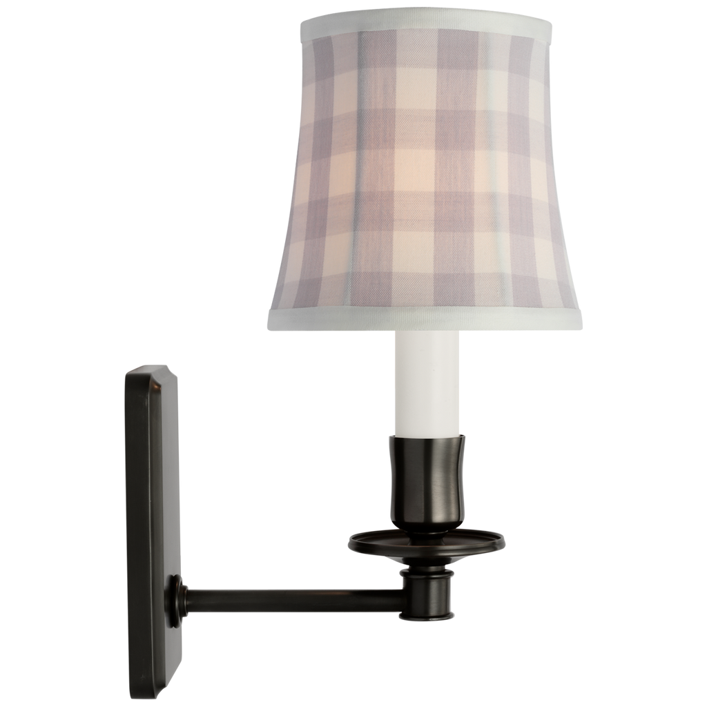 Tara 12" Sconce | Bronze | Schumacher Lilac Elton Check Soft Empire Shade