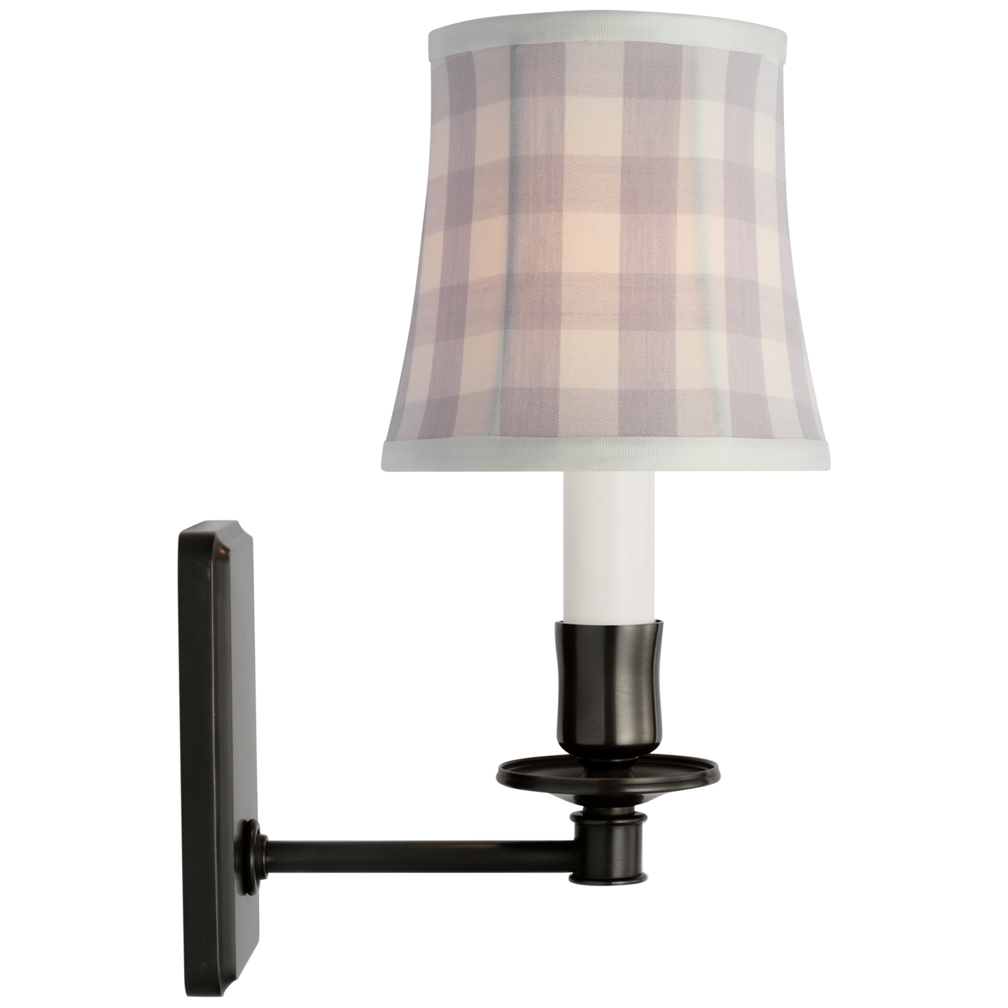 Tara 12" Sconce | Bronze | Schumacher Lilac Elton Check Soft Empire Shade