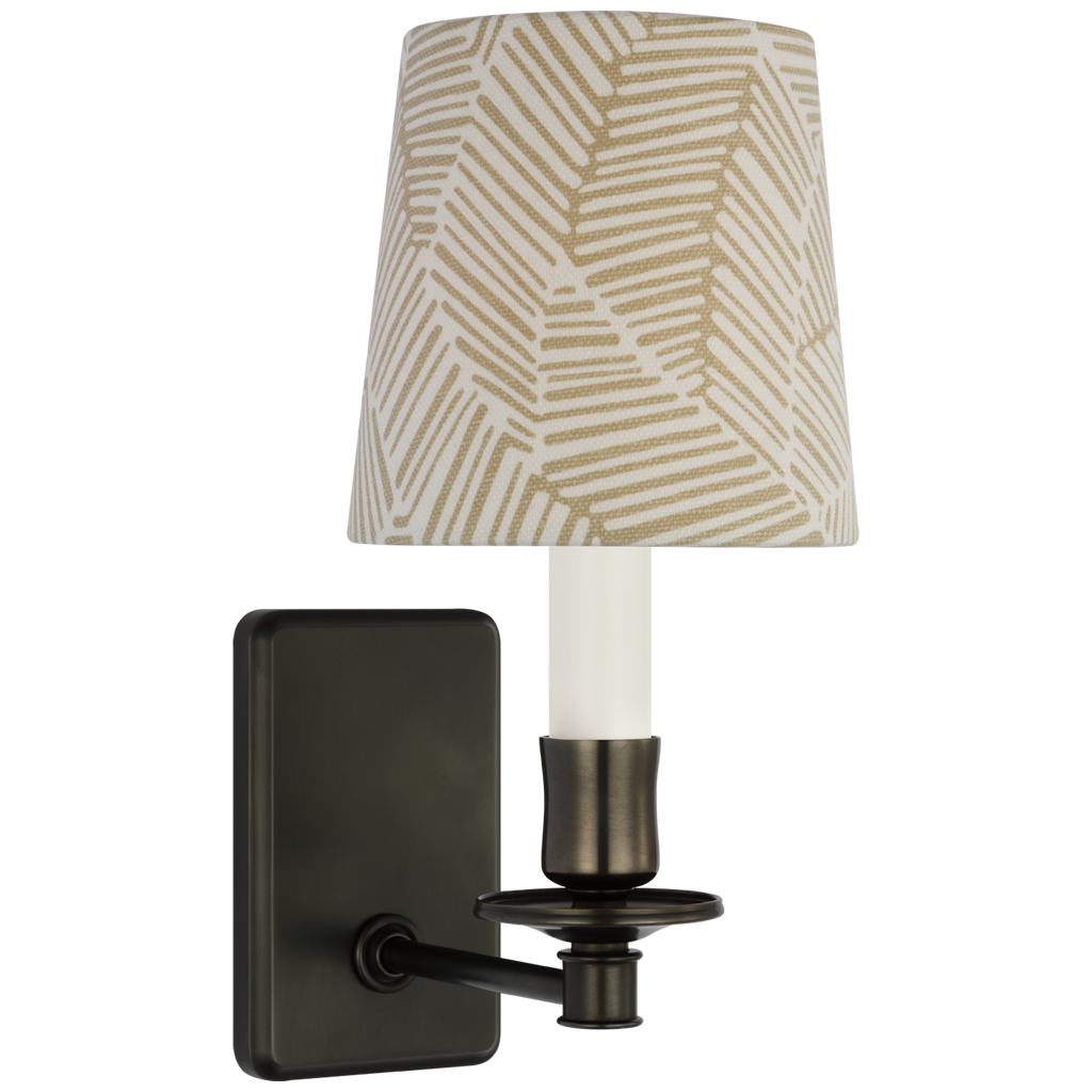 Tara 12" Sconce | Bronze | Schumacher Taupe Abstract Leaf Empire Shade