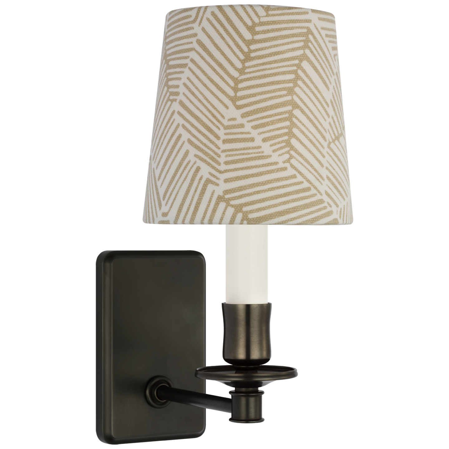 Tara 12" Sconce | Bronze | Schumacher Taupe Abstract Leaf Empire Shade