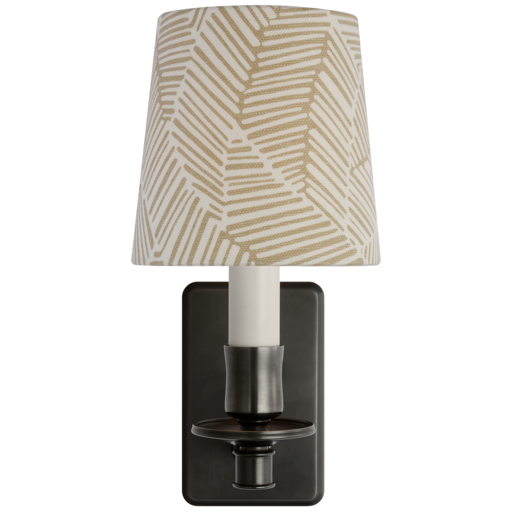 Tara 12" Sconce | Bronze | Schumacher Taupe Abstract Leaf Empire Shade
