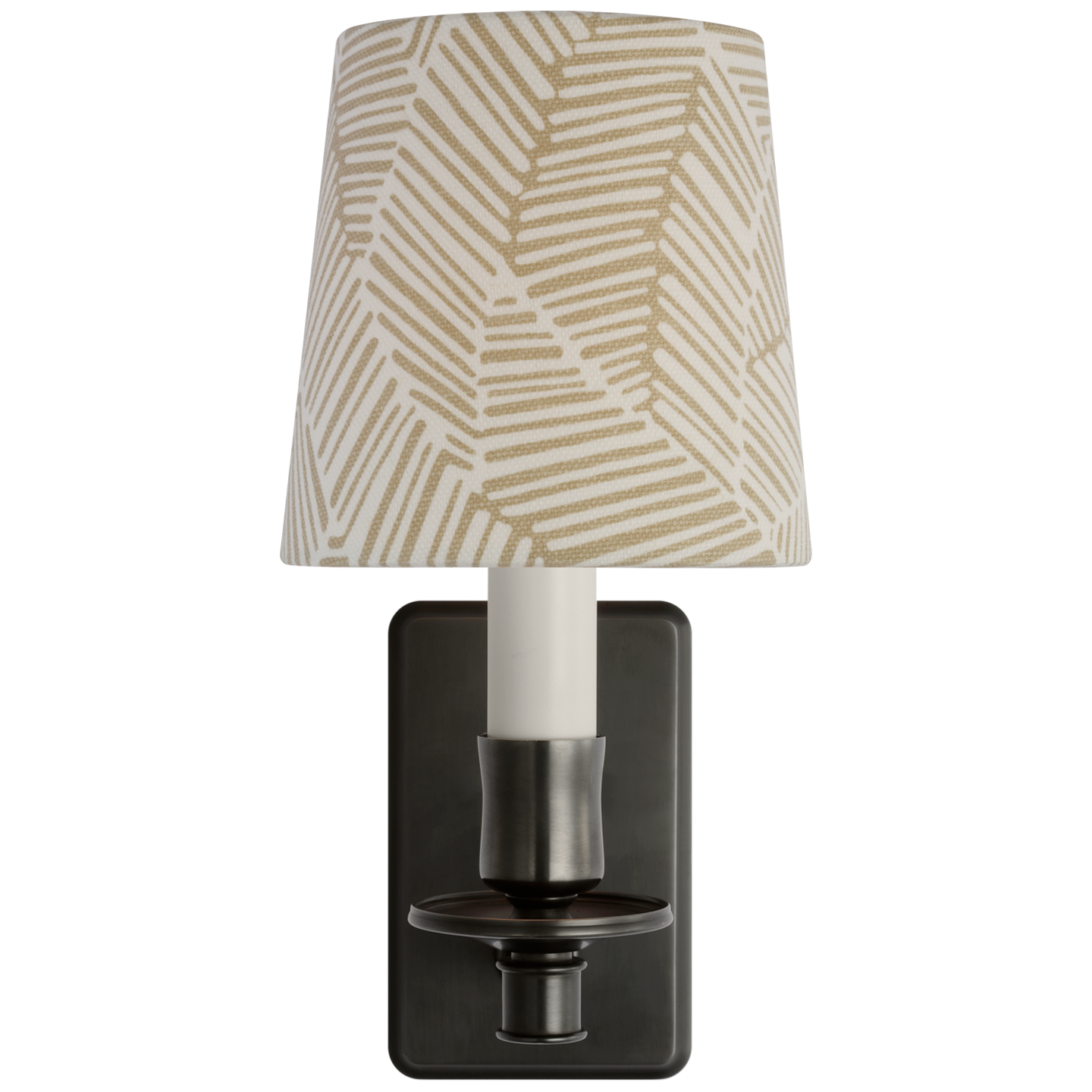 Tara 12" Sconce | Bronze | Schumacher Taupe Abstract Leaf Empire Shade
