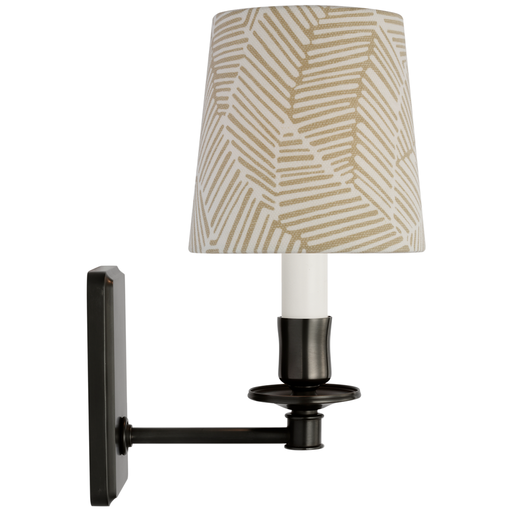 Tara 12" Sconce | Bronze | Schumacher Taupe Abstract Leaf Empire Shade