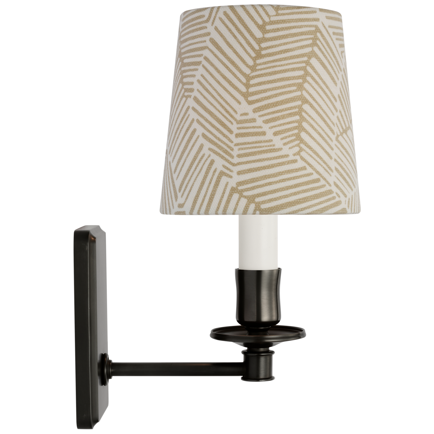 Tara 12" Sconce | Bronze | Schumacher Taupe Abstract Leaf Empire Shade
