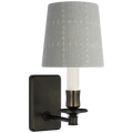 Tara 12" Sconce | Bronze | Schumacher Sky Elin Check Empire Shade