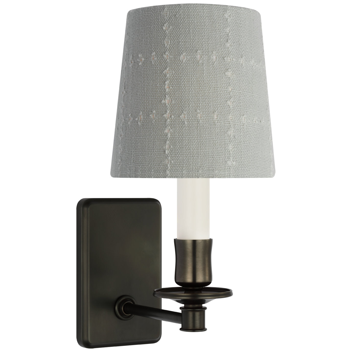 Tara 12" Sconce | Bronze | Schumacher Sky Elin Check Empire Shade