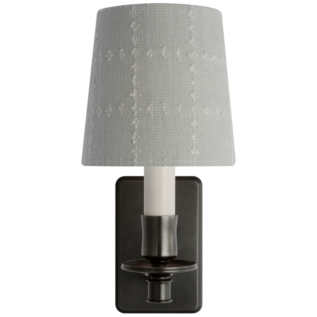Tara 12" Sconce | Bronze | Schumacher Sky Elin Check Empire Shade