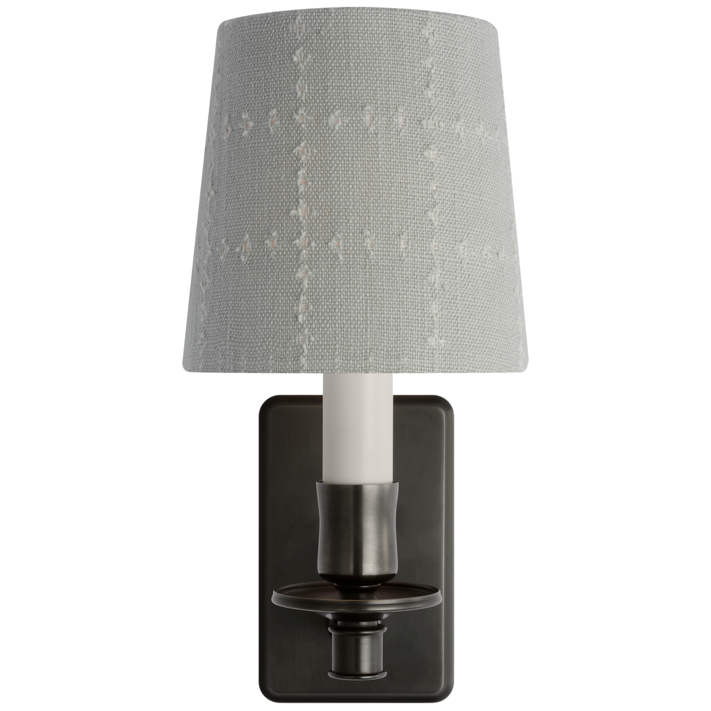 Tara 12" Sconce | Bronze | Schumacher Sky Elin Check Empire Shade