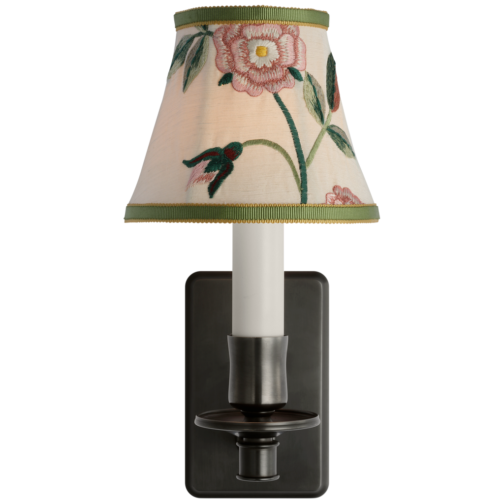 Tara 11" Sconce | Bronze | Schumacher Royal Silk Bell Empire Shade