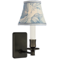 Tara 11" Sconce | Bronze | Schumacher Delft Toile De Fleurs Bell Empire Shade
