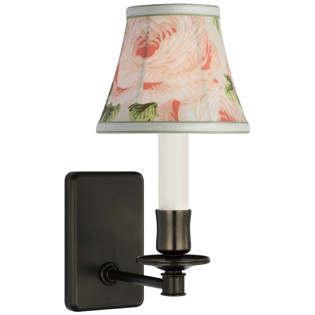 Tara 11" Sconce | Bronze | Schumacher Blush Salisbury Chintz Bell Empire Shade