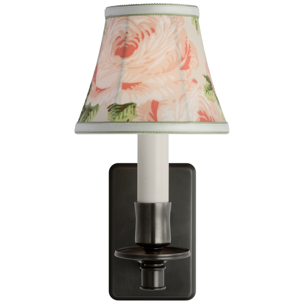 Tara 11" Sconce | Bronze | Schumacher Blush Salisbury Chintz Bell Empire Shade