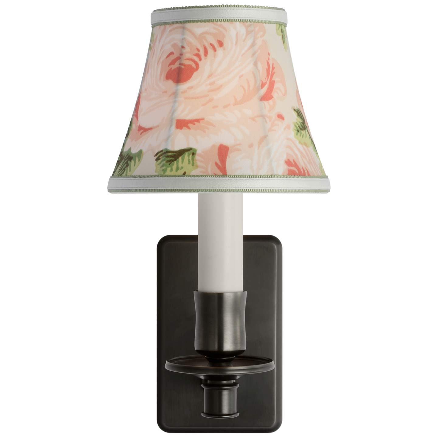 Tara 11" Sconce | Bronze | Schumacher Blush Salisbury Chintz Bell Empire Shade
