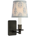 Tara 12" Sconce | Bronze | Schumacher Blue Aditi Soft Empire Shade