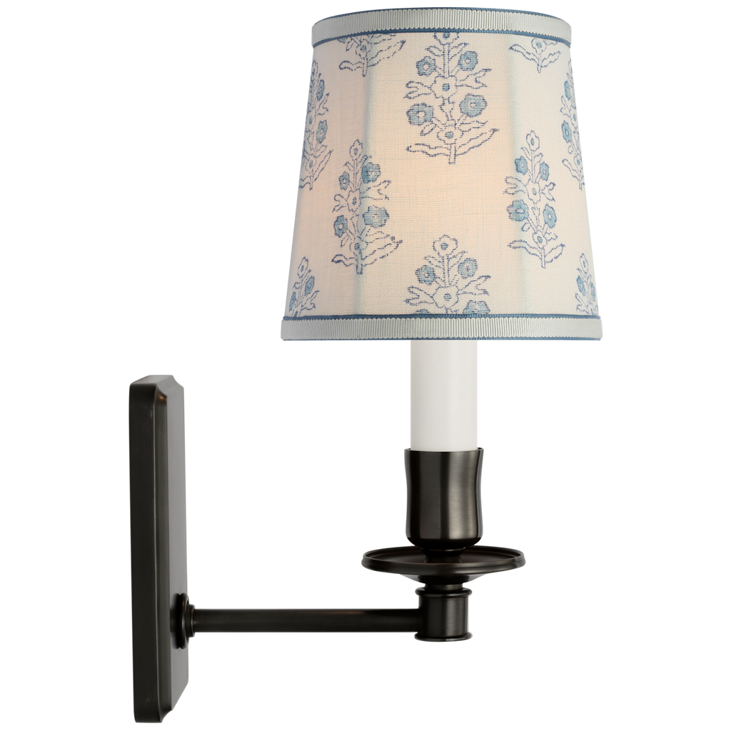 Tara 12" Sconce | Bronze | Schumacher Blue Aditi Soft Empire Shade