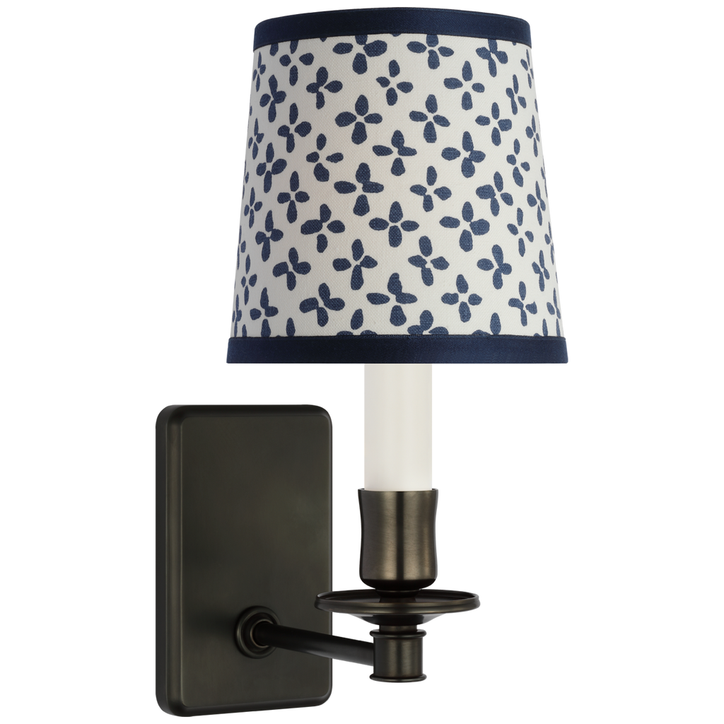 Tara 12" Sconce | Bronze | Schumacher Blue Emerson Empire Shade