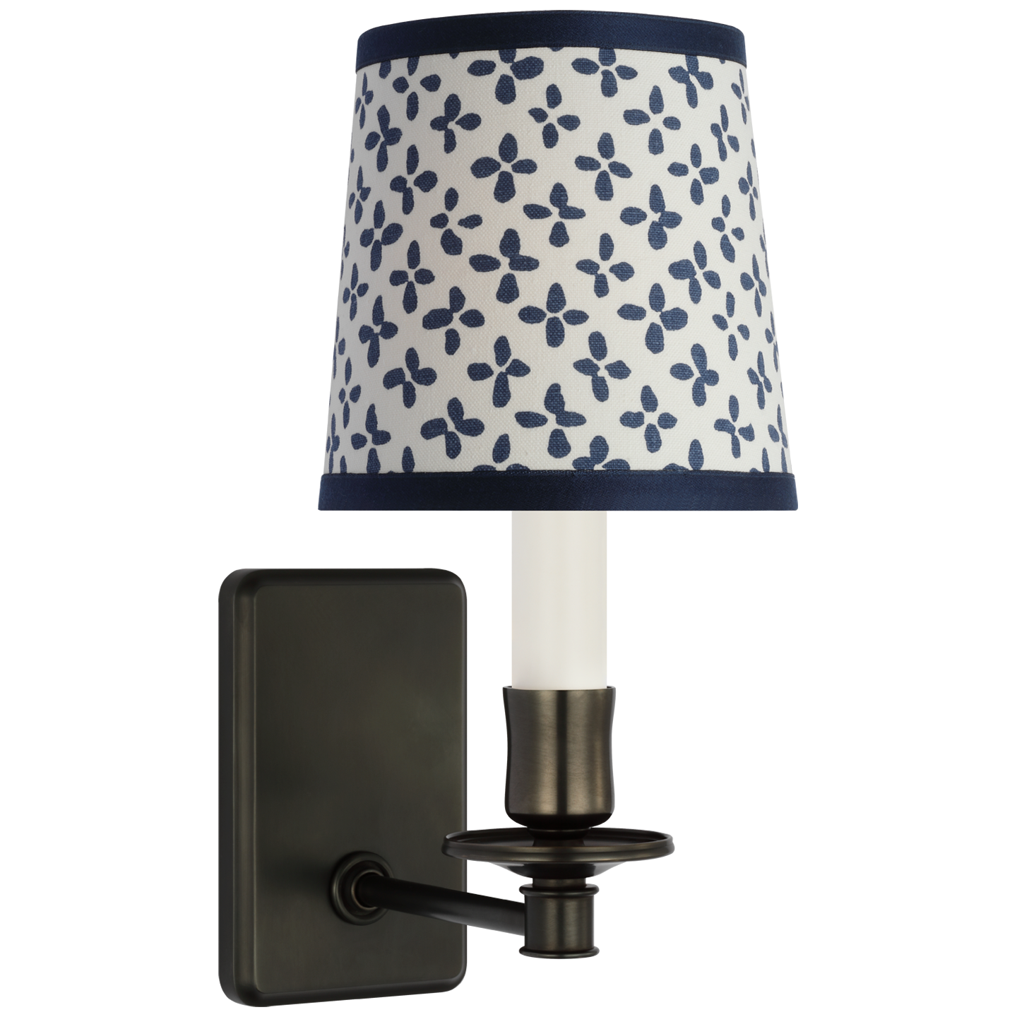 Tara 12" Sconce | Bronze | Schumacher Blue Emerson Empire Shade