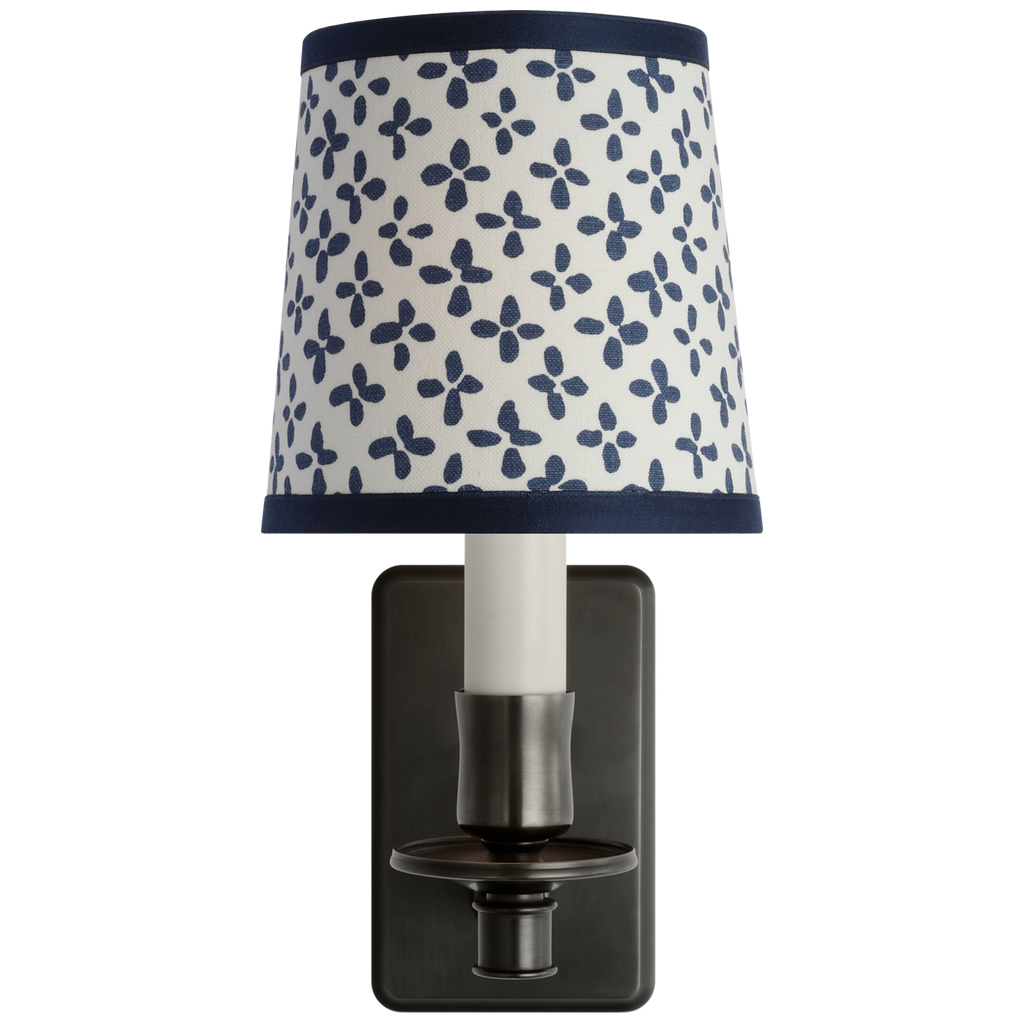 Tara 12" Sconce | Bronze | Schumacher Blue Emerson Empire Shade