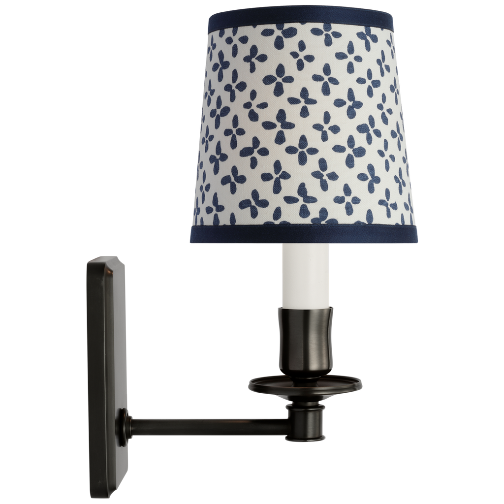 Tara 12" Sconce | Bronze | Schumacher Blue Emerson Empire Shade