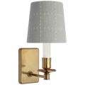 Tara 12" Sconce | Hand-Rubbed Antique Brass | Schumacher Sky Elin Check Empire Shade