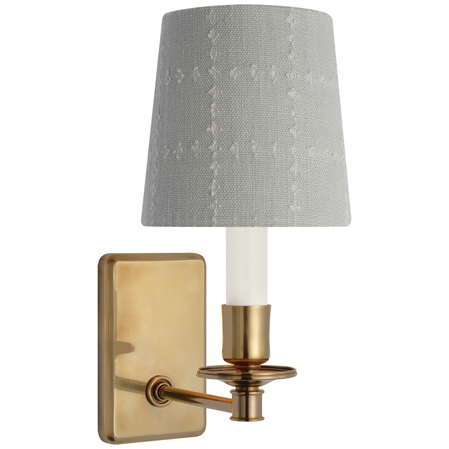 Tara 12" Sconce | Hand-Rubbed Antique Brass | Schumacher Sky Elin Check Empire Shade